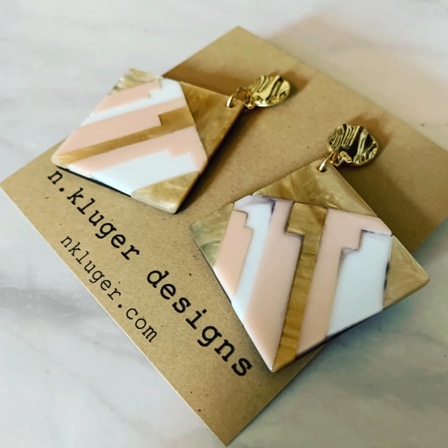 Art Deco Square Acrylic Drop Earrings