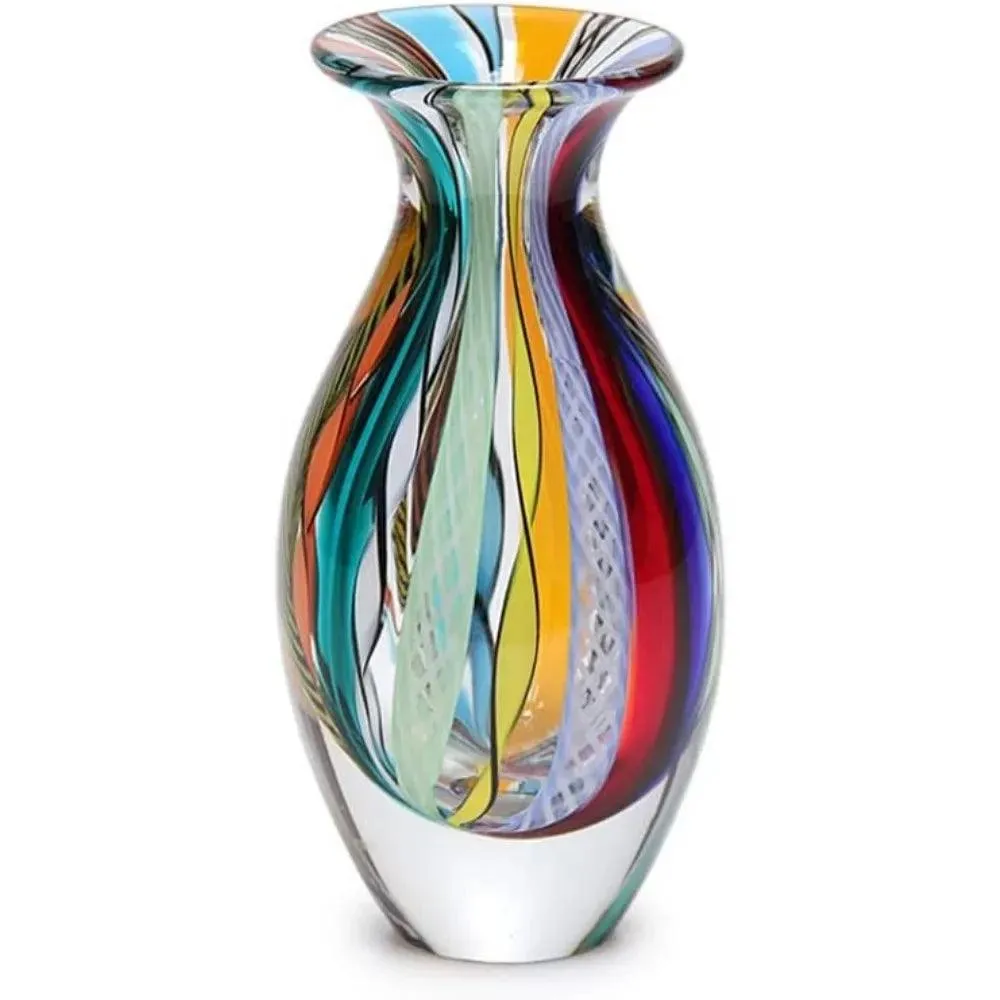 Artistic Hand Blown Murano Glass Vase for Eye-Catching Home Decor