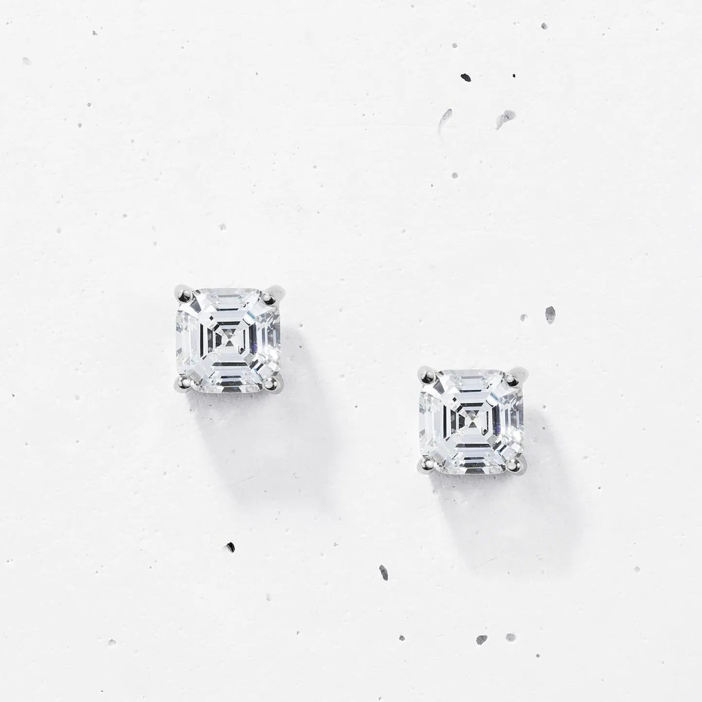 Asscher Cut Square Stud Earrings