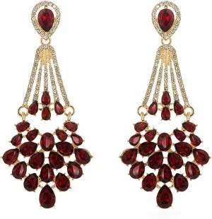 ASTRUE Bridal Rhinestone Teardrop Dangle Earrings,Multicolor Crystal Wedding Chandelier Earrings for Women in Pageant Party Valentine's Days Jewelry Accessory