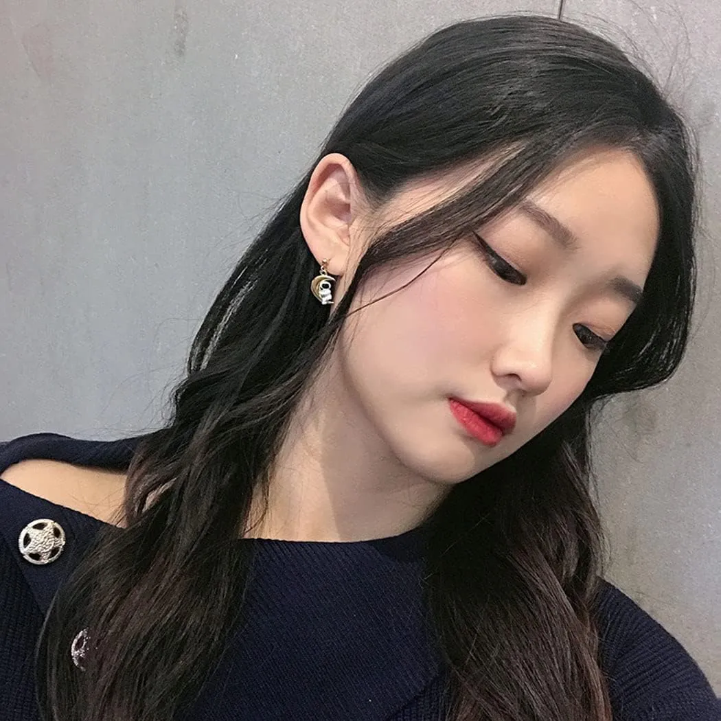 Asymmetrical Star Moon Tassel Drop Dangle Earrings for Women Dainty Long Lucky Star Crescent Planet Chain Tassel Earrings
