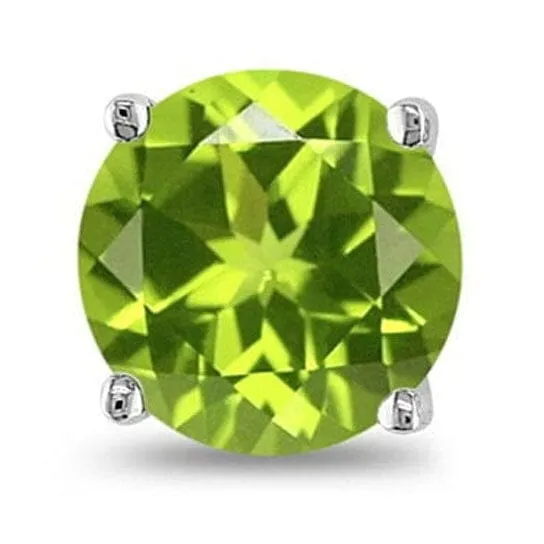 August Birthstone Peridot 925 Sterling Silver Round Cz Stud Earring