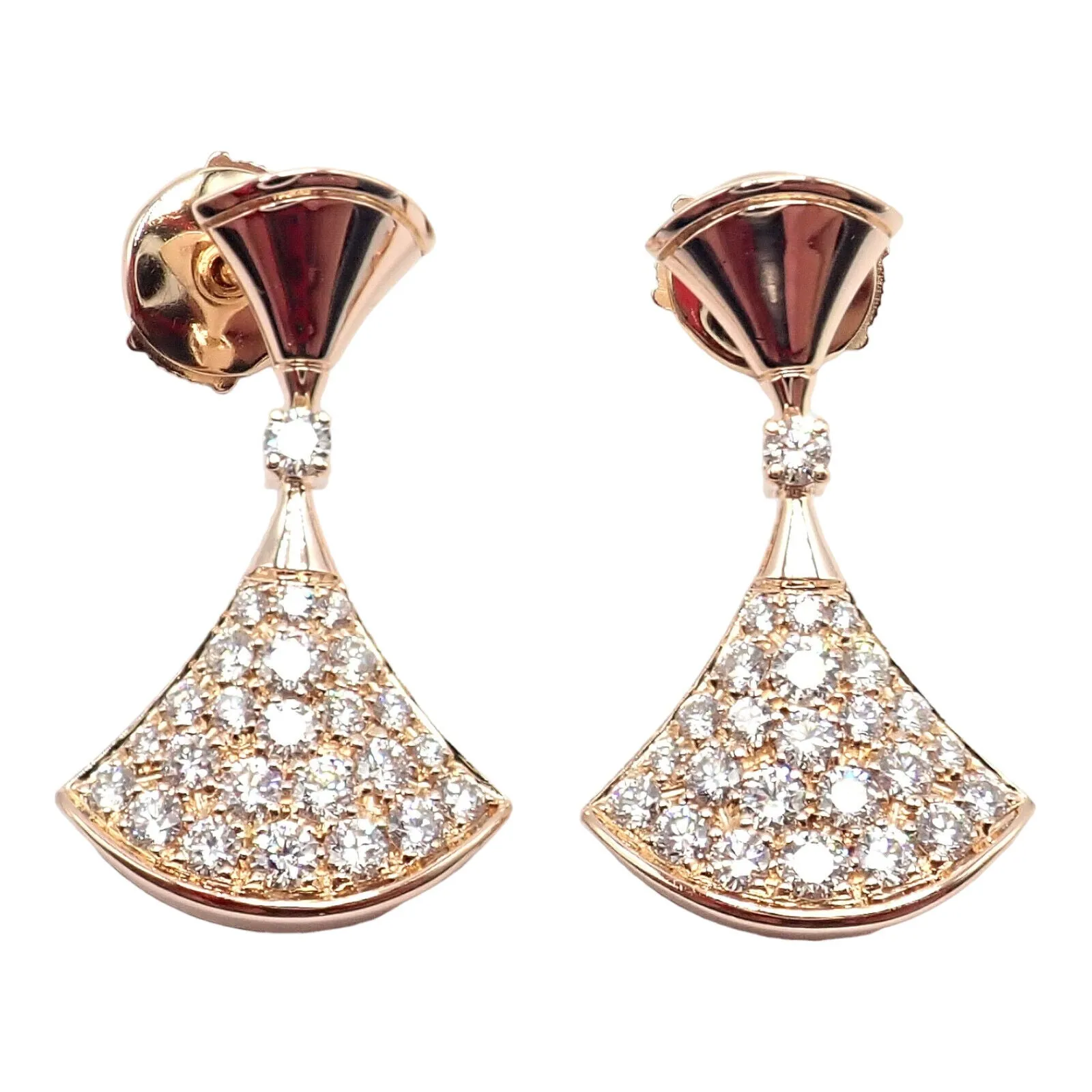 Authentic! Bulgari Bvlgari 18k Rose Gold Diamond Diva Dream Earrings
