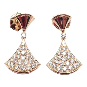 Authentic! Bulgari Bvlgari 18k Rose Gold Diamond Diva Dream Earrings