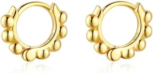 Ball Beaded Huggie Hoop Earrings Upper Ear Cartilage Helix 925 Sterling Silver Gold Small Tiny Mini 12mm 10mm 9mm 8mm 7mm 6mm Hoop Earrings