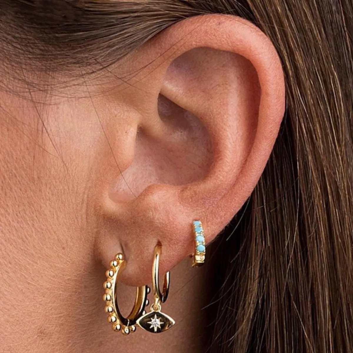 Ball Beaded Huggie Hoop Earrings Upper Ear Cartilage Helix 925 Sterling Silver Gold Small Tiny Mini 12mm 10mm 9mm 8mm 7mm 6mm Hoop Earrings