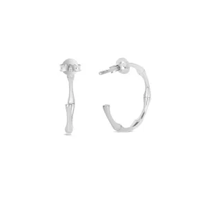 Bamboo Hoop Earrings in Silver
