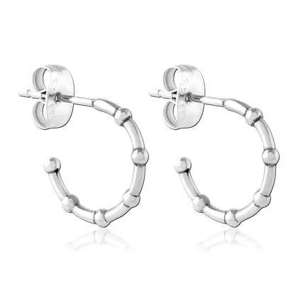 Bamboo Hoop Stainless Stud Earrings
