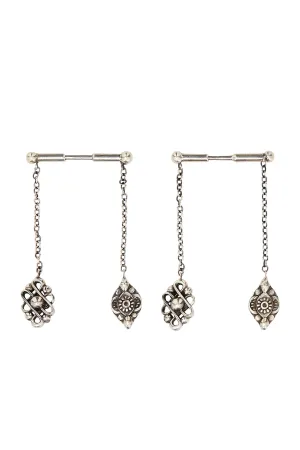 BAR EARRINGS WITH CHARMS DYNASTY DAYS SILVER
