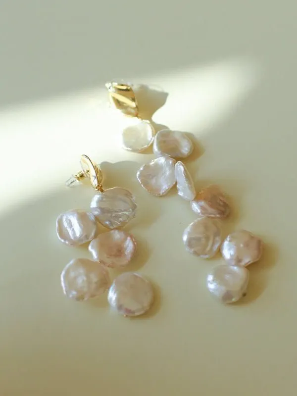Baroque Pearl Earrings with Scattered Petals