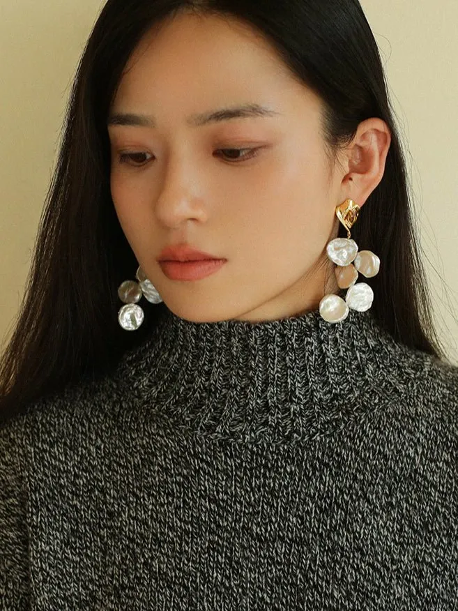 Baroque Pearl Earrings with Scattered Petals