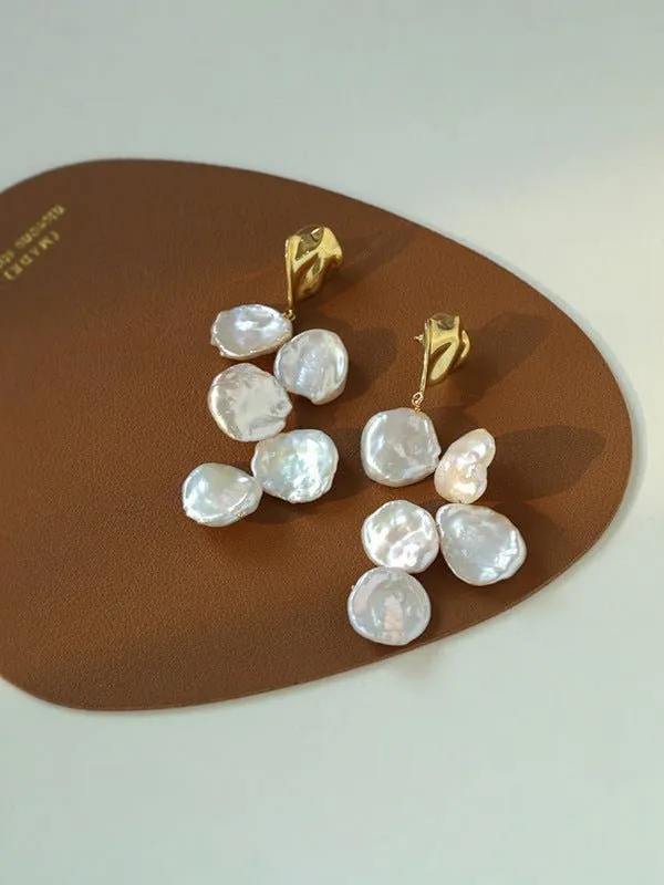Baroque Pearl Earrings with Scattered Petals