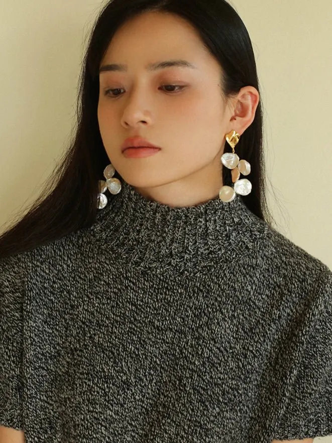 Baroque Pearl Earrings with Scattered Petals