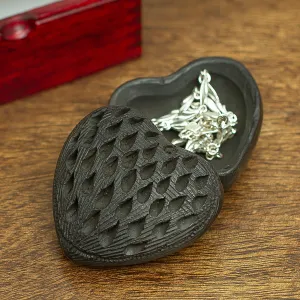 Barro Negro Black Ceramic Mini Jewelry Box Crafted in Mexico - Heart & Drops | NOVICA