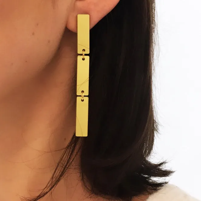 BARS METALLIC GOLD EARRINGS