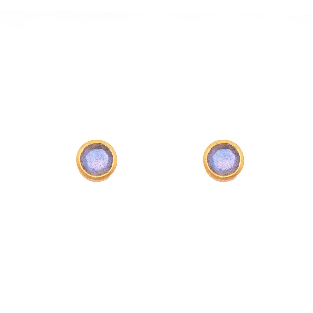 Basic Stud 6mm Labradorite 24K Gold Vermeil Earrings
