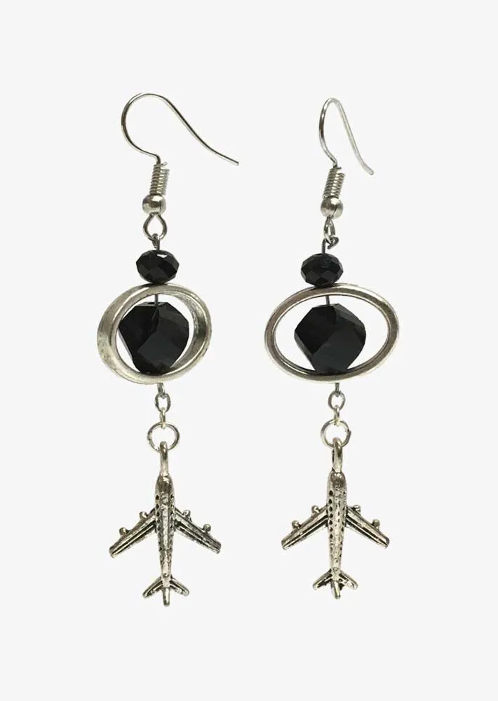 Bead Frame Airplane Earrings