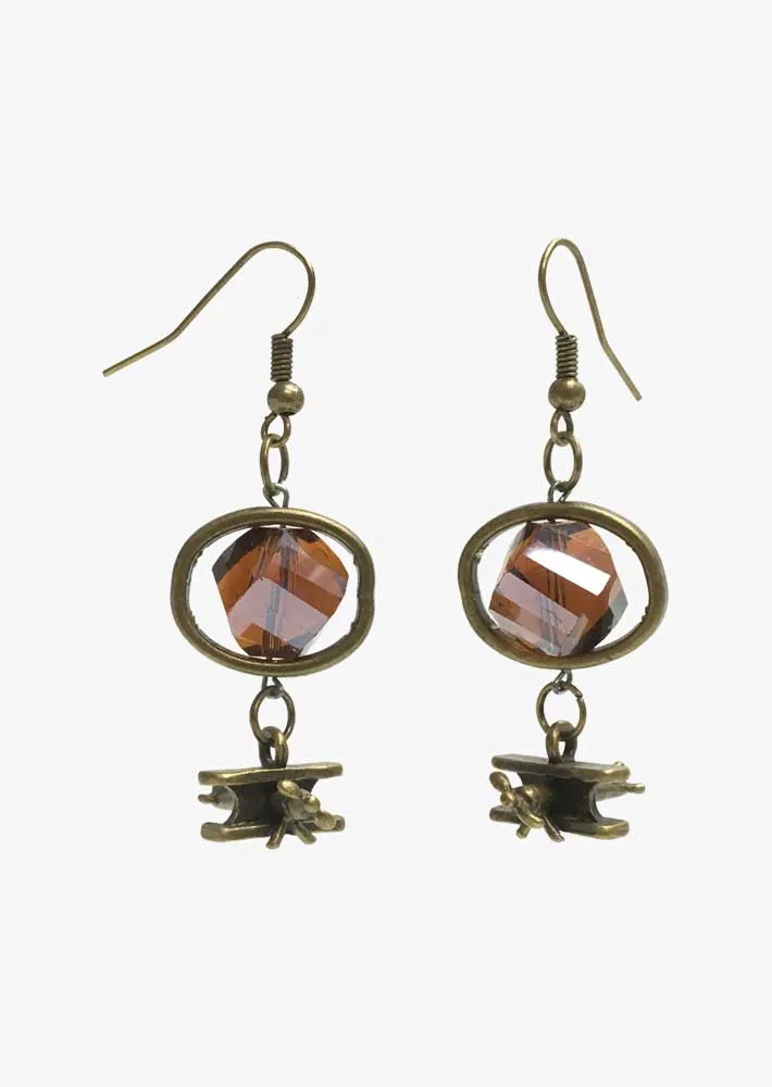 Bead Frame Airplane Earrings