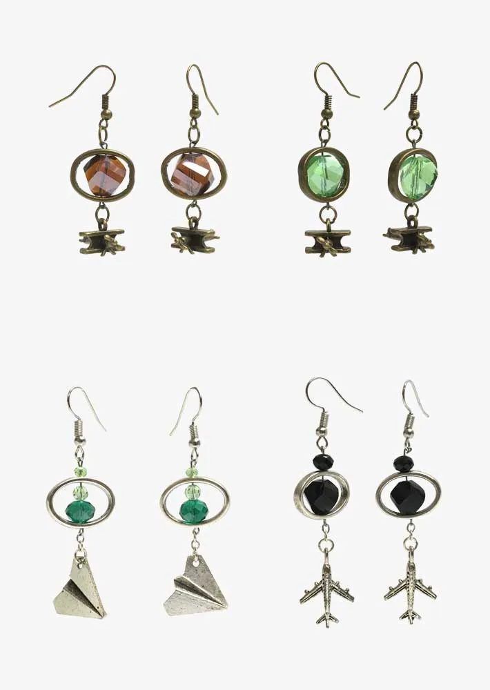Bead Frame Airplane Earrings