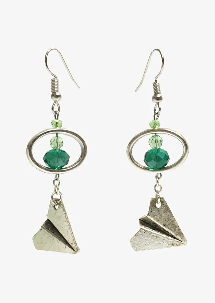 Bead Frame Airplane Earrings
