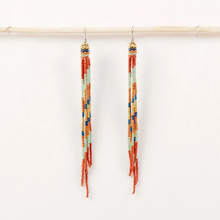 Beaded Fringe Duster Earrings (Multiple Colors)
