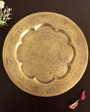 Beautiful Vintage Brass Engraved Plate