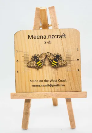 Bee Wooden Rimu Stud Earrings