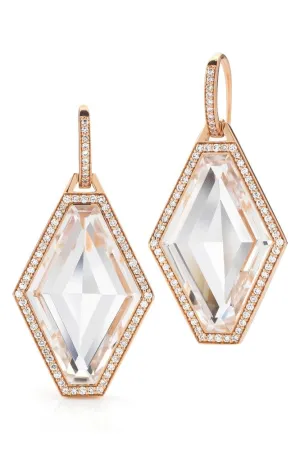 Bell Diamond Hexagon Rock Crystal Earrings