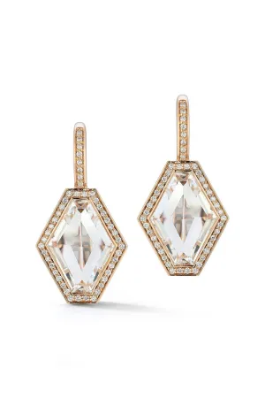 Bell Diamond Rock Crystal Hexagon Earrings