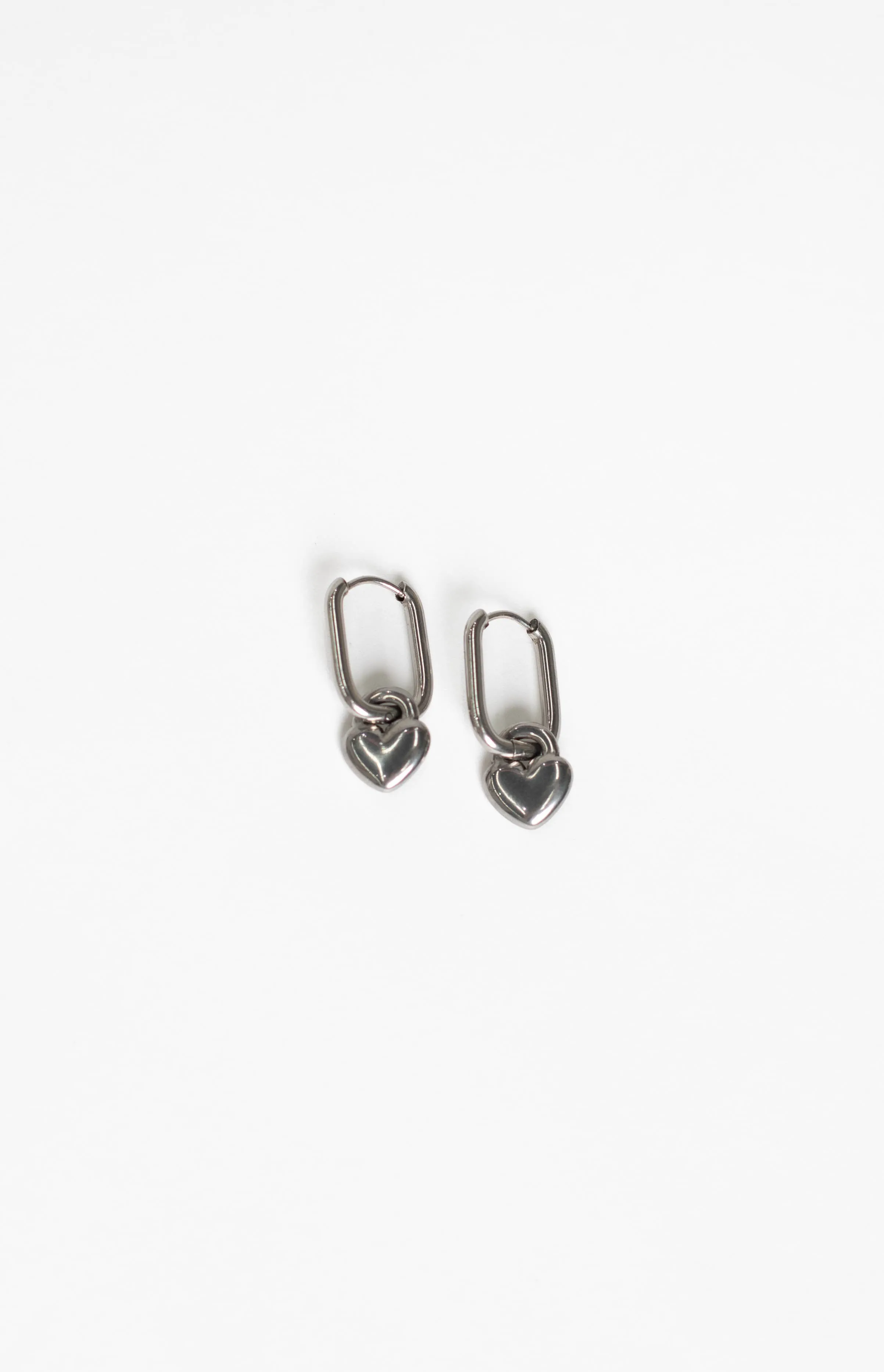 Berni Silver Heart Hoop Earrings