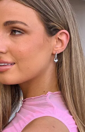 Berni Silver Heart Hoop Earrings