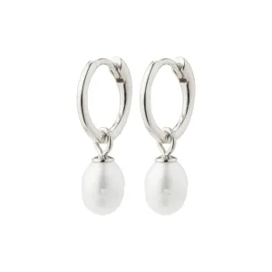 Berthe Pearl Hoop - Silver Plated