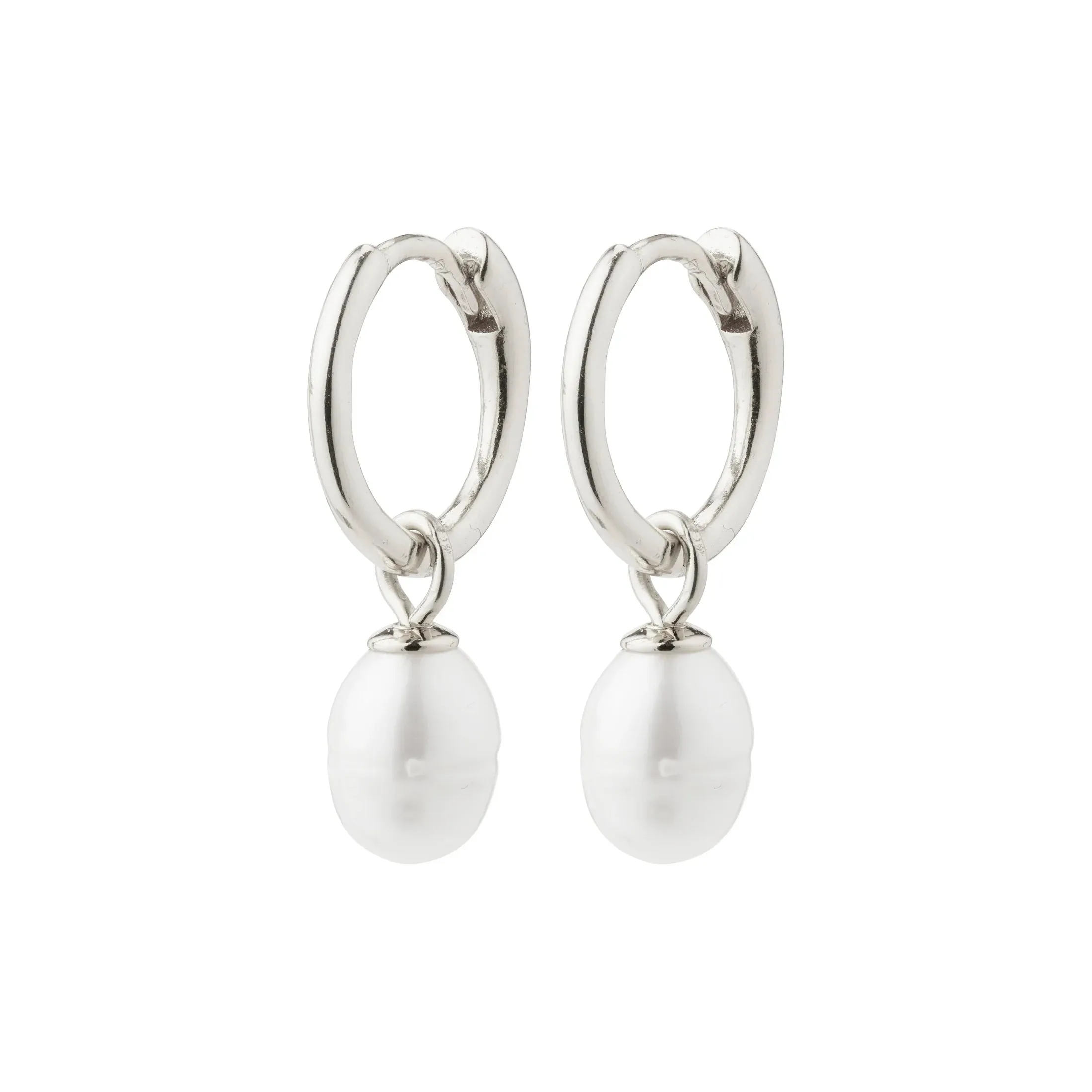Berthe Pearl Hoop - Silver Plated