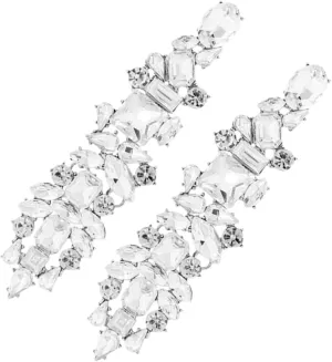 BESPORTBLE Luxurious Geometric Drop Earrings Rhinestone Tassel Chandelier Earrings for Women for Prom Wedding
