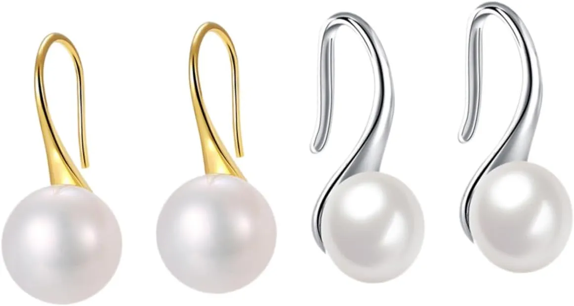 BESTYASH Fashionable Bow Pearl Earrings for Women Pearl Jewelry Set Clip on Studs