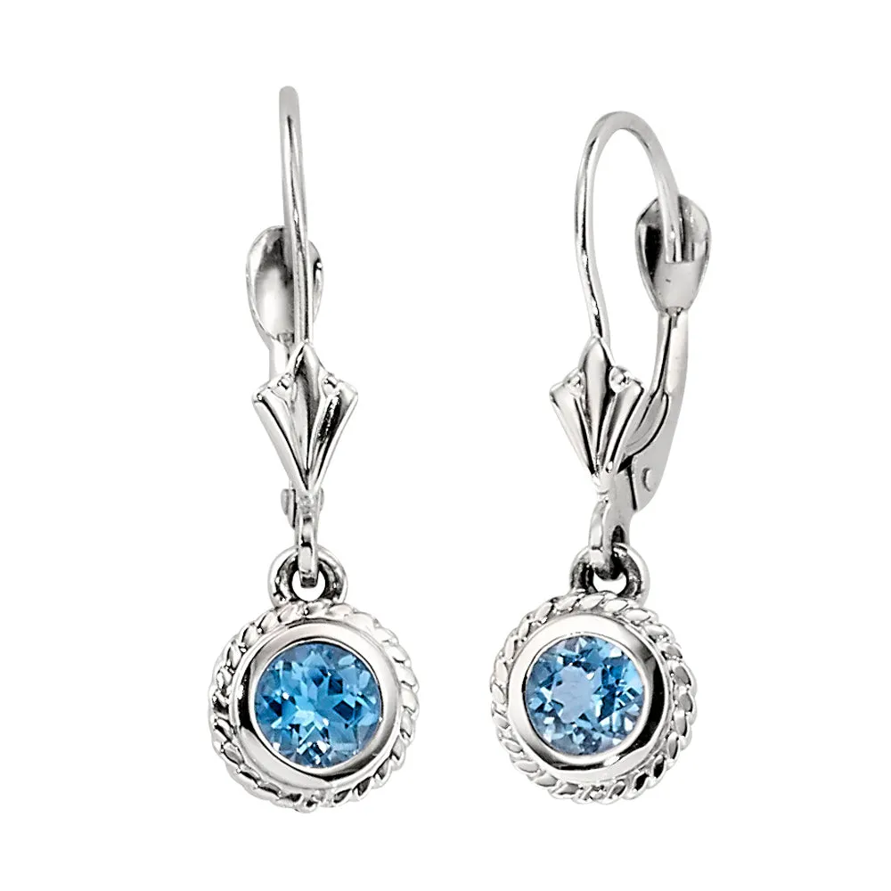 Bezel Rope Edge Lever Back Earrings in Peridot