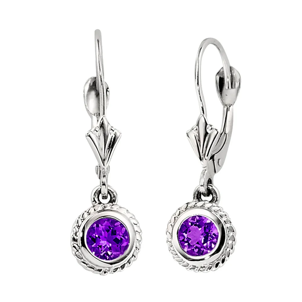 Bezel Rope Edge Lever Back Earrings in Peridot