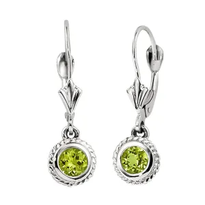 Bezel Rope Edge Lever Back Earrings in Peridot