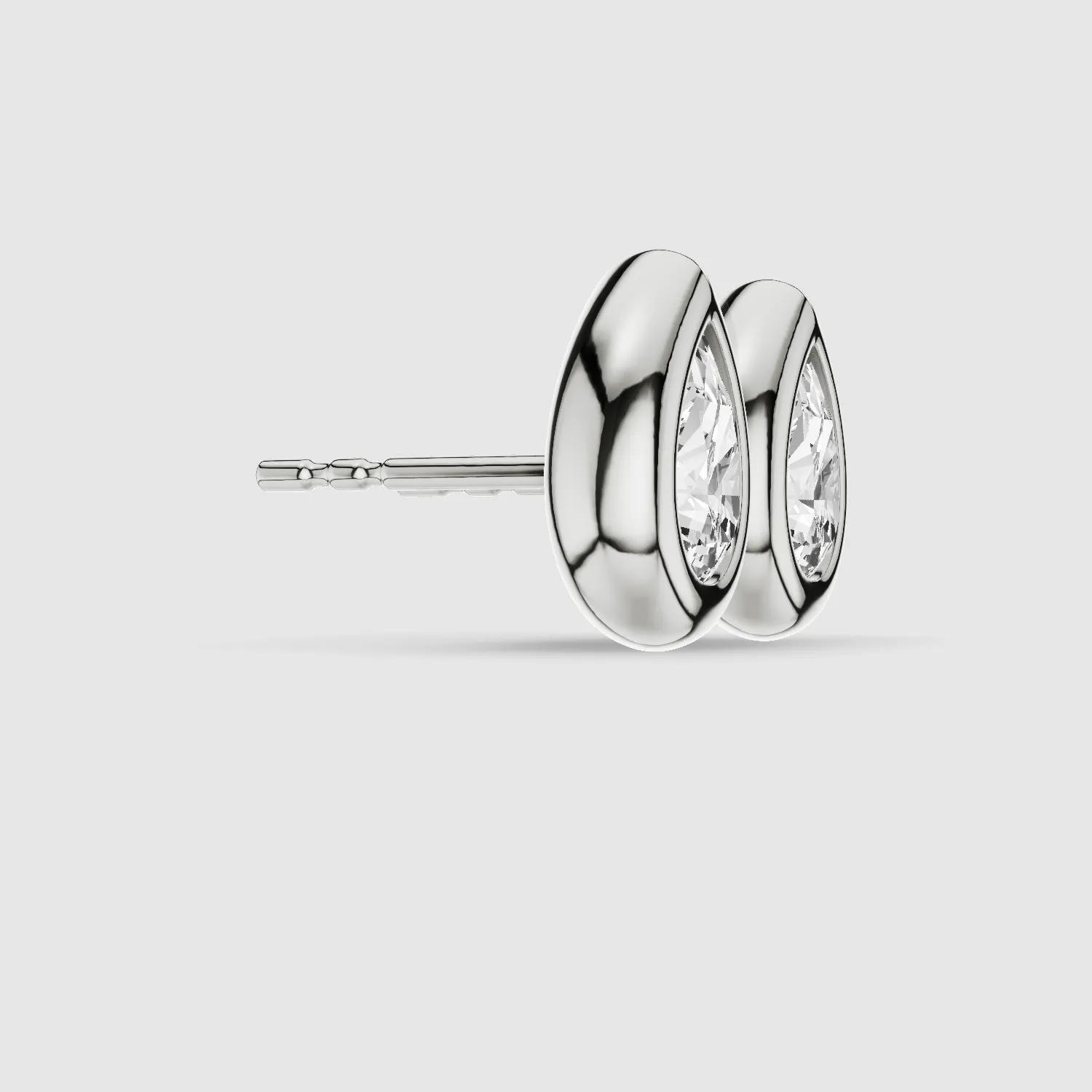 Bezel-Set Solitaire Stud Earrings-Pear