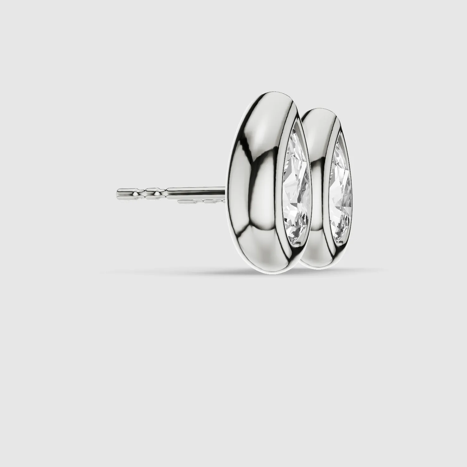 Bezel-Set Solitaire Stud Earrings-Pear
