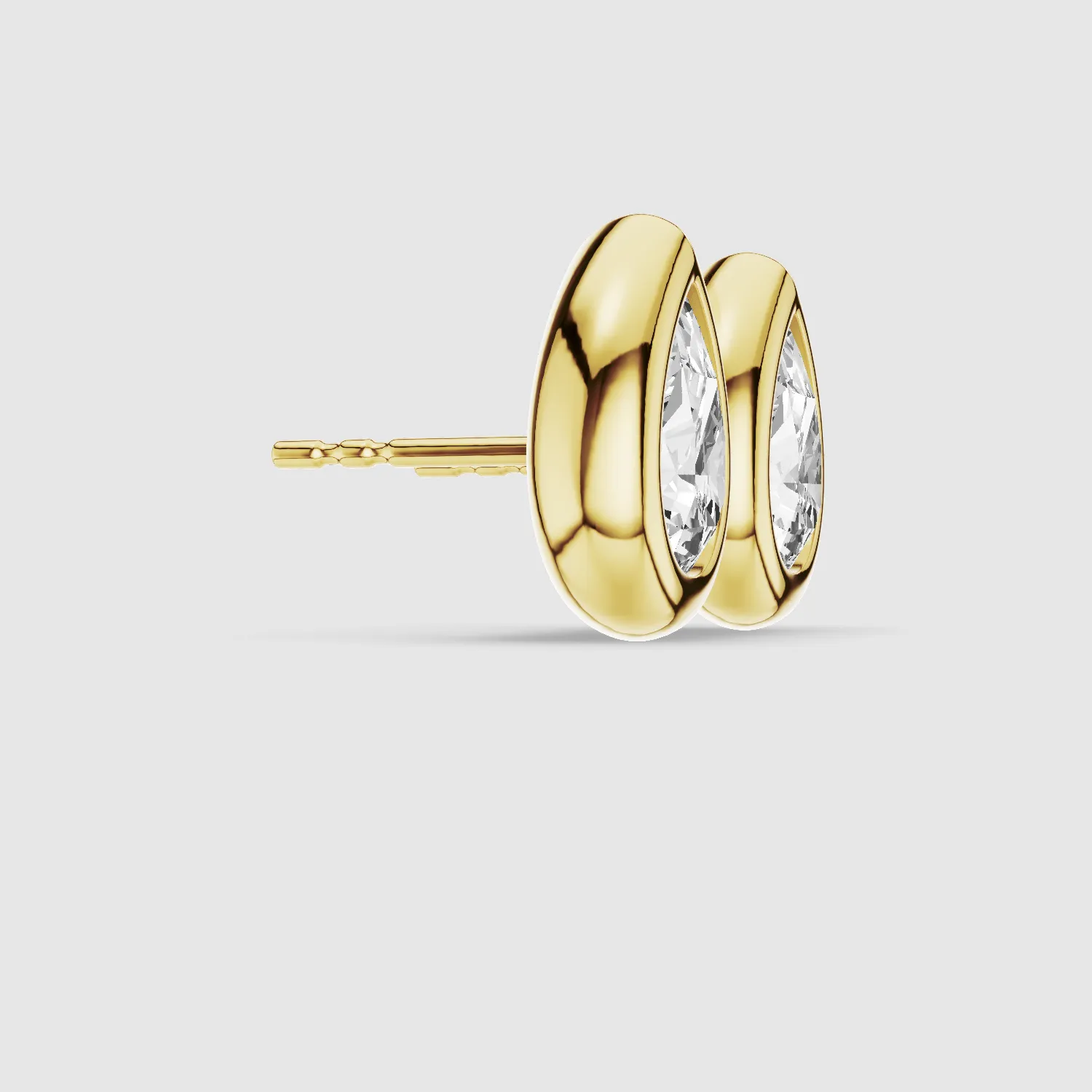 Bezel-Set Solitaire Stud Earrings-Pear