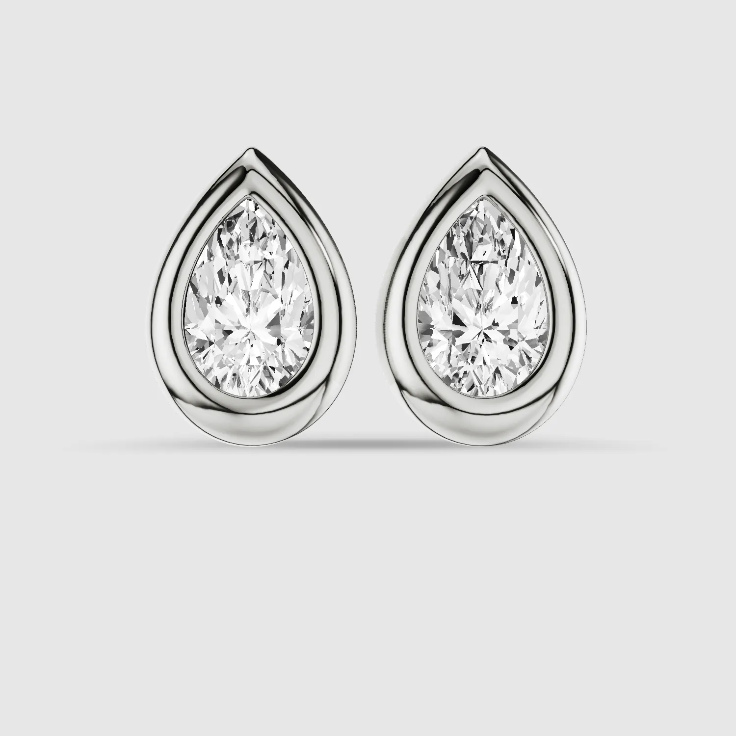 Bezel-Set Solitaire Stud Earrings-Pear