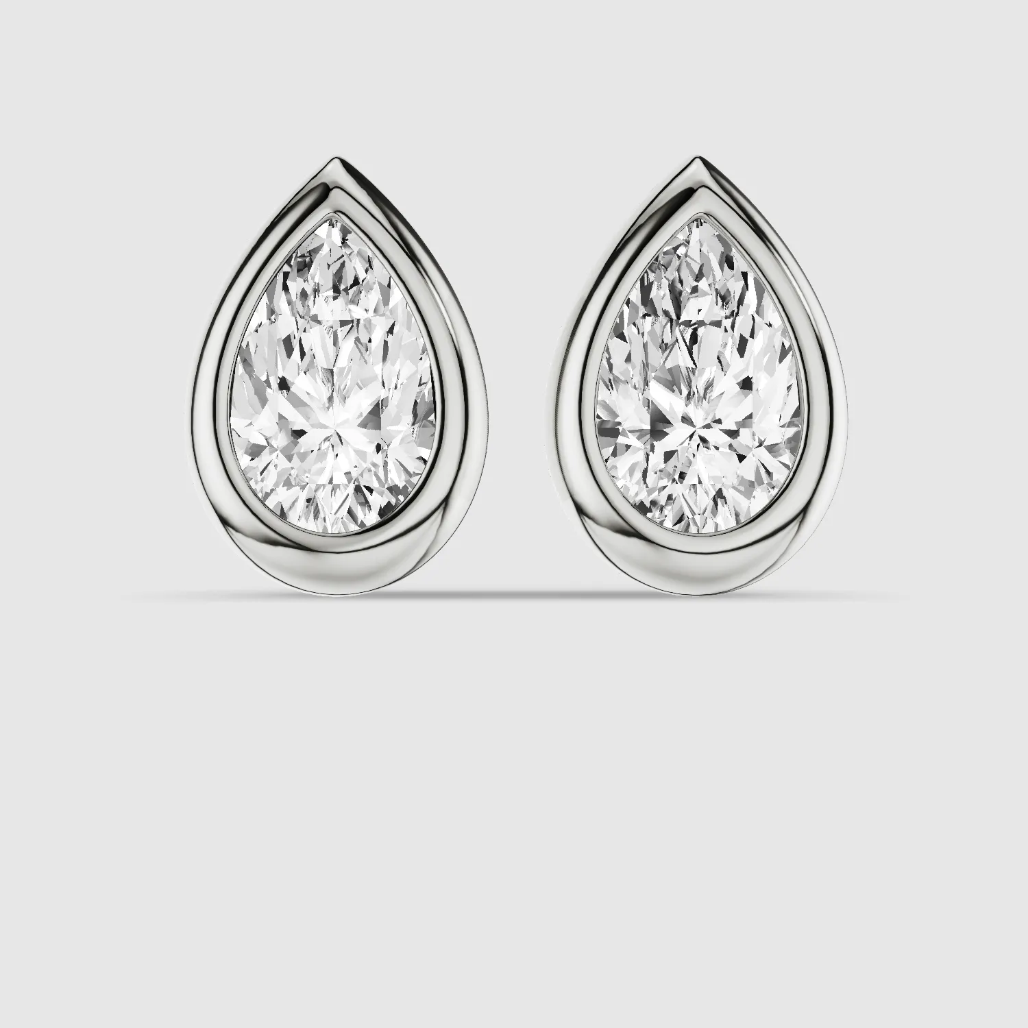 Bezel-Set Solitaire Stud Earrings-Pear