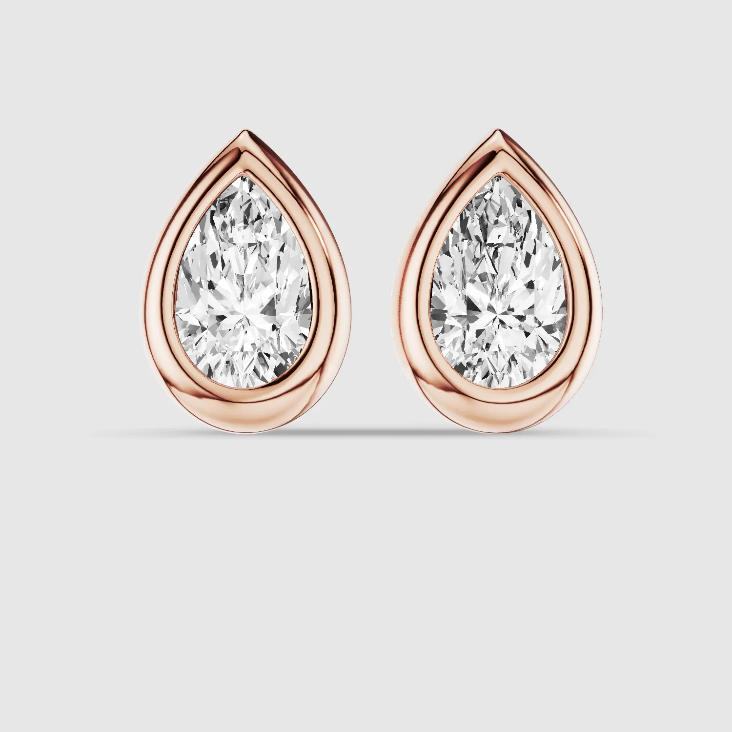 Bezel-Set Solitaire Stud Earrings-Pear