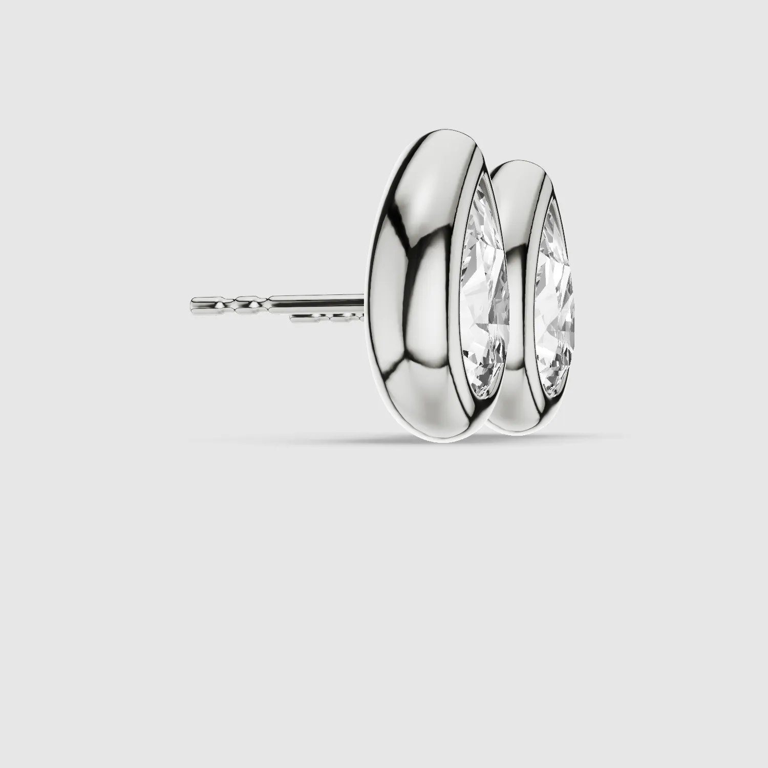 Bezel-Set Solitaire Stud Earrings-Pear