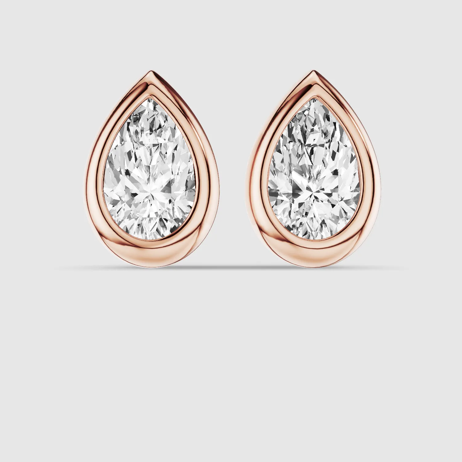 Bezel-Set Solitaire Stud Earrings-Pear