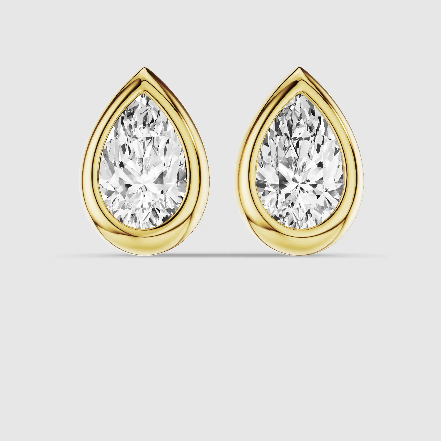 Bezel-Set Solitaire Stud Earrings-Pear