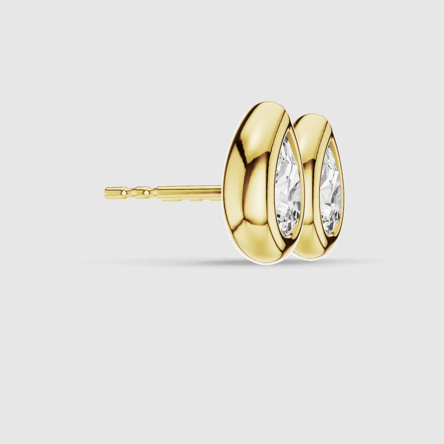Bezel-Set Solitaire Stud Earrings-Pear