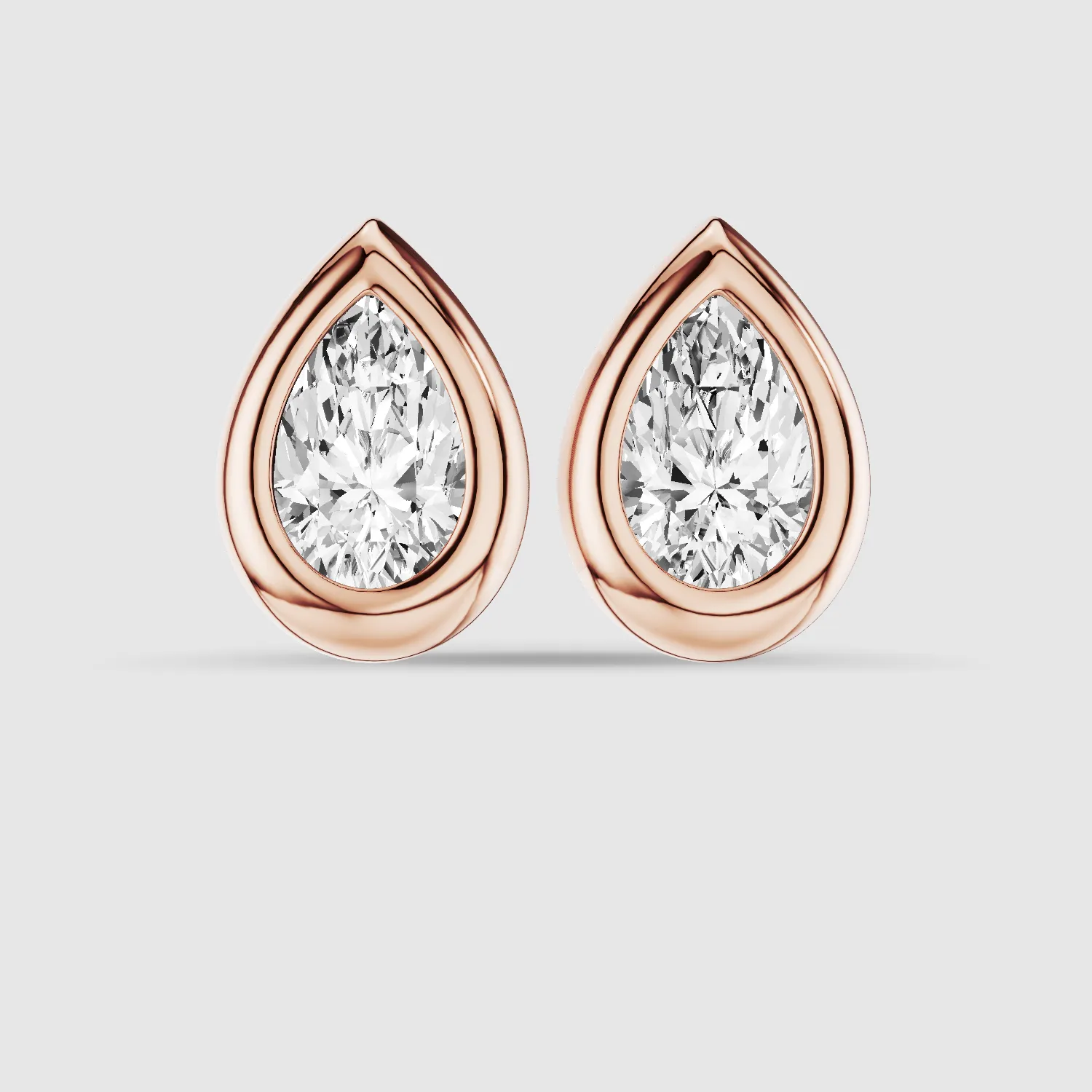 Bezel-Set Solitaire Stud Earrings-Pear