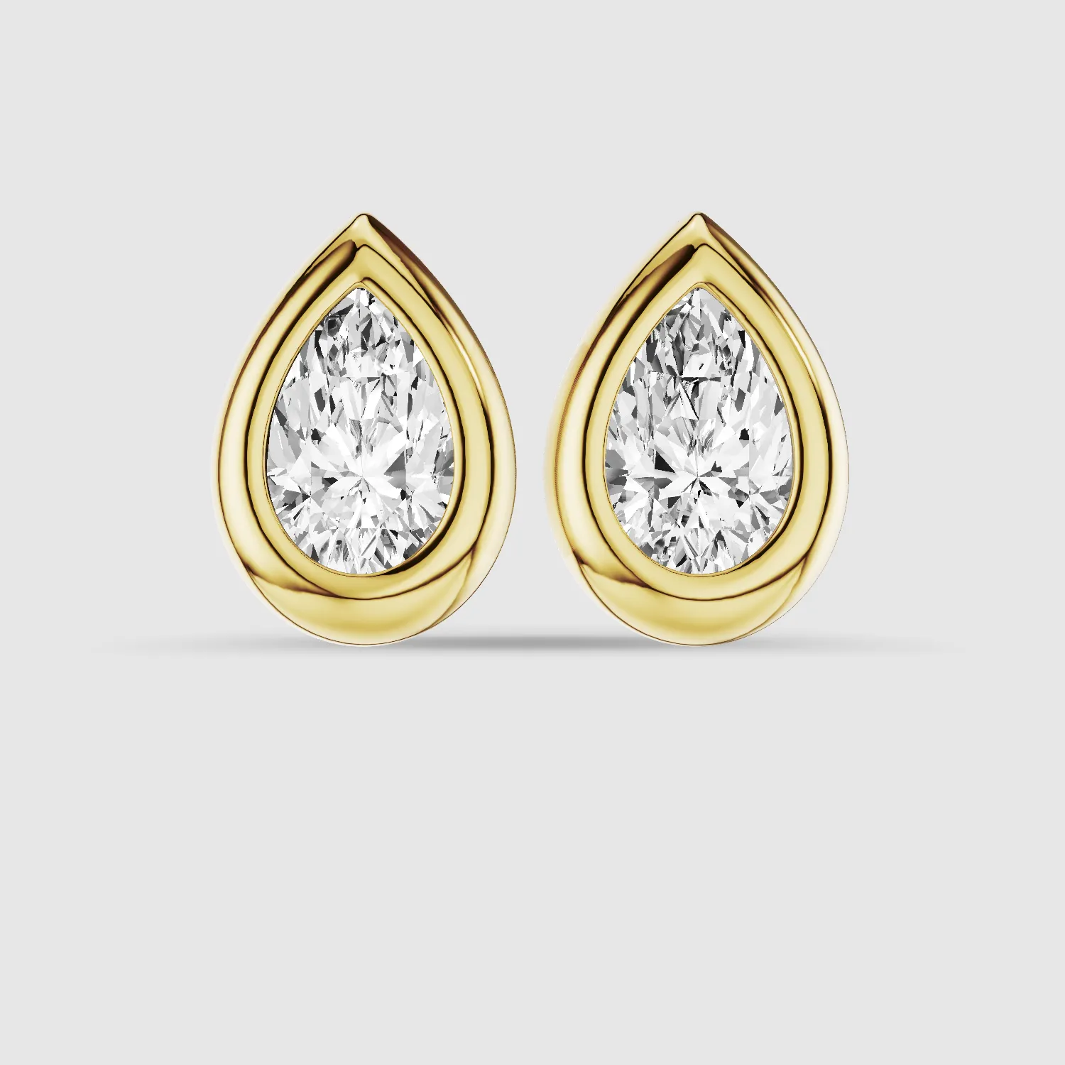Bezel-Set Solitaire Stud Earrings-Pear
